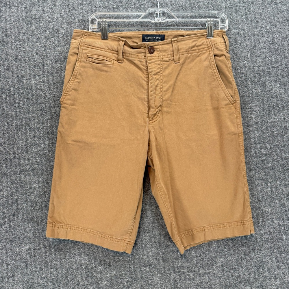 American Eagle Chino Shorts Mens 31 Tan Extreme Flex Longer Length Khaki Y2K